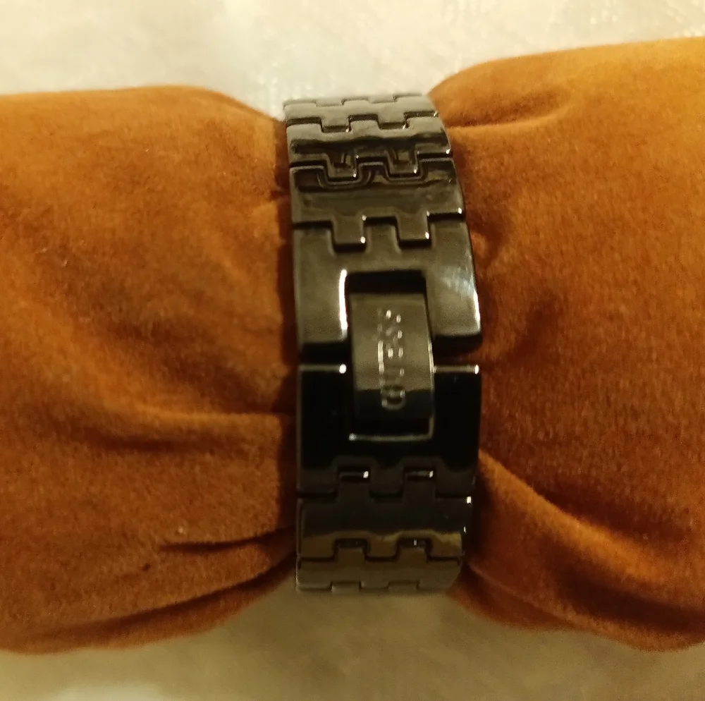 Guess blue face pewter tone women's watch